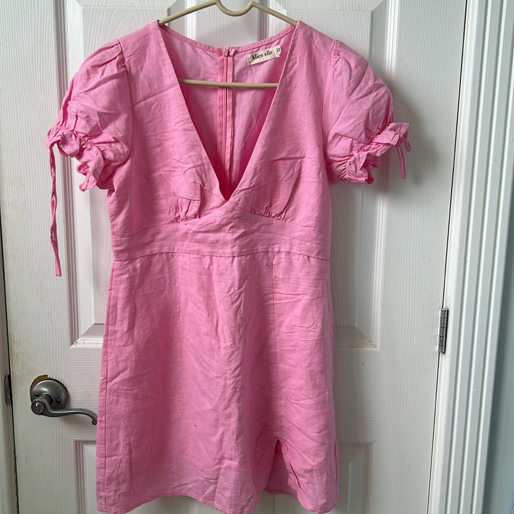 Alice Elle pink mini dress with small front side slit.